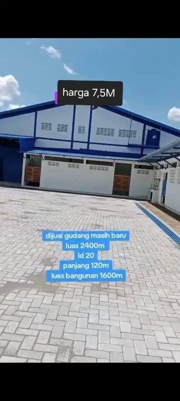 dijual gudang baru dekat tol klaten solo 7,5 Milyar