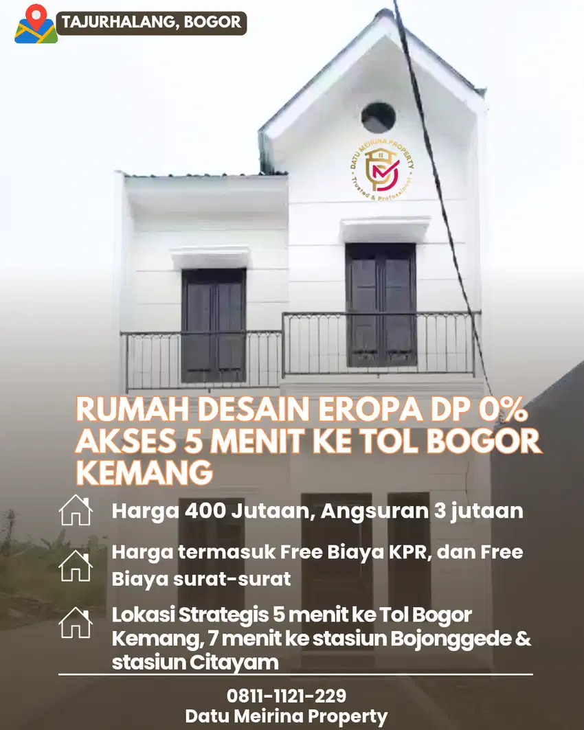 Rumah Eropa Klasik DP 0% Free Biaya akses 7 menit ke stasiun Citayam