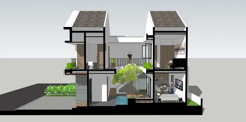 Rumah kekinian dgn taman di dalam strategis