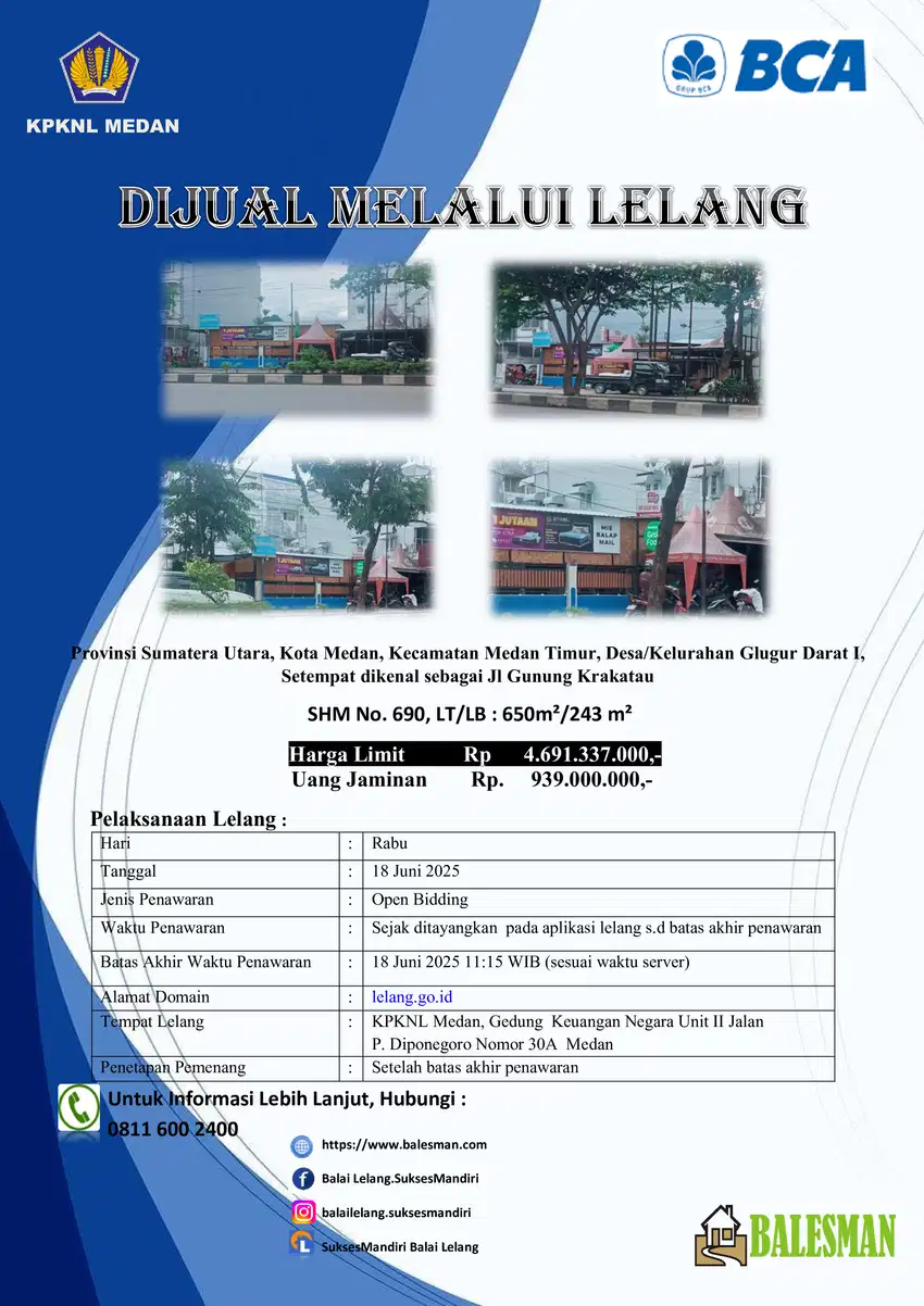 DIJUAL MELALUI LELANG WILAYAH MEDAN