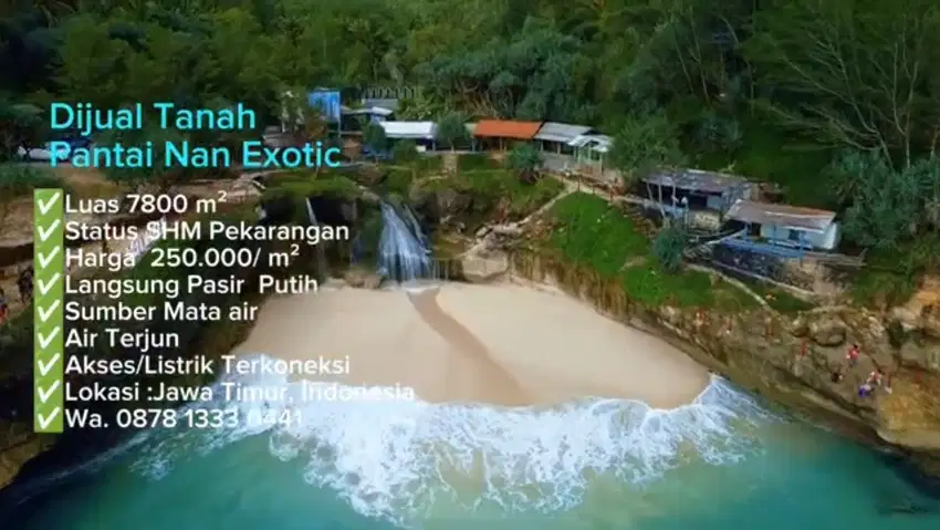 DIJUAL TANAH PANTAI PASIR PUTIH AIR TERJUN,  LUAS 7.800 HARGA 250rb/m