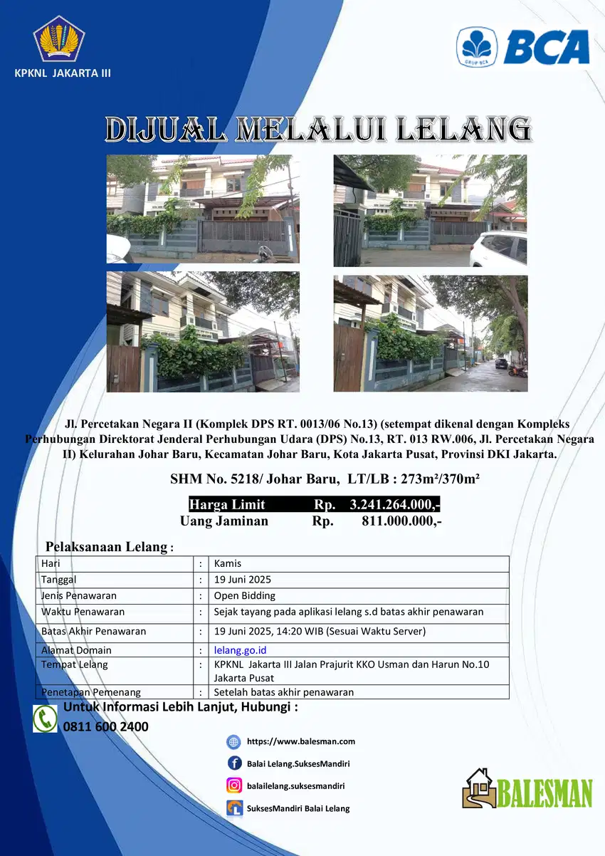 DIJUAL MELALUI LELANG WILAYAH JAKARTA