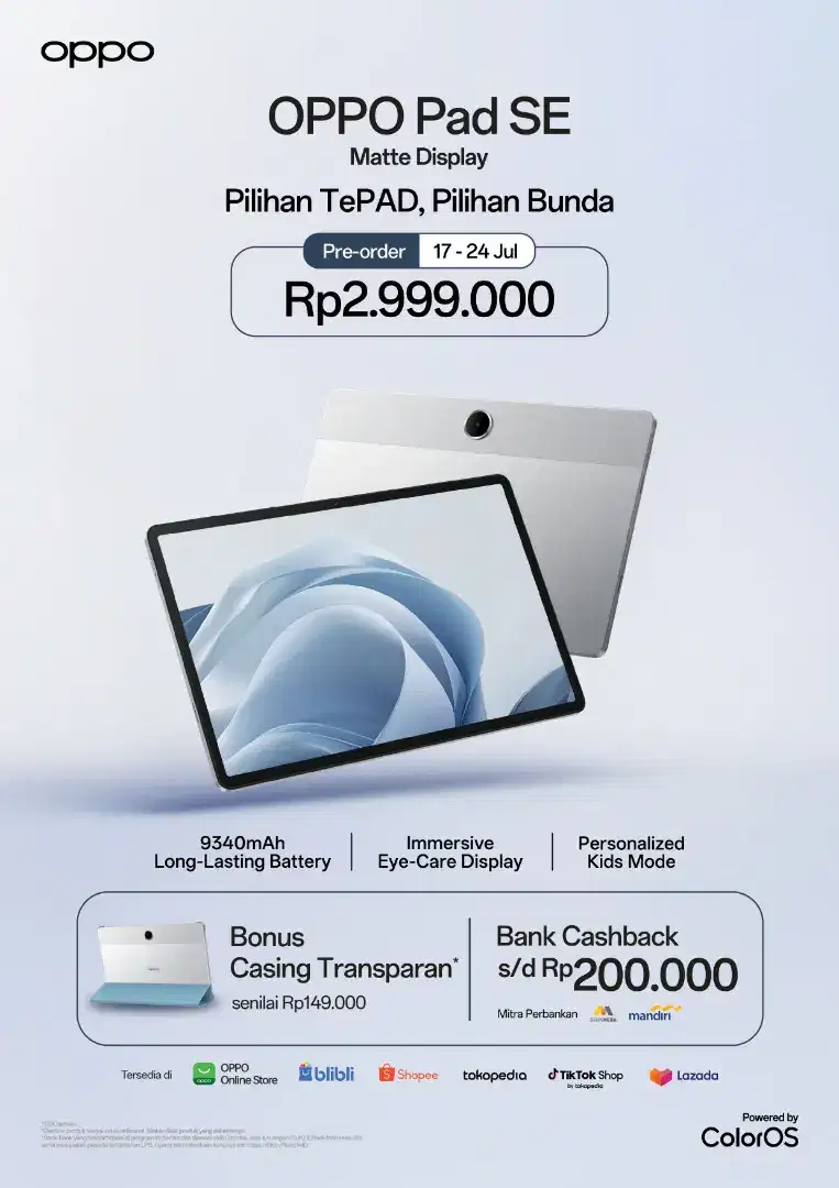 Oppo Pad SE Pre-order Now, Free Gift Casing
