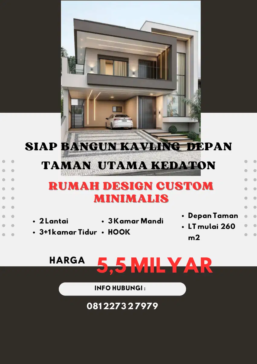 Siap Bangun Rumah Design Custom Di Kavling BSB Kedaton HOOK Dpn Taman