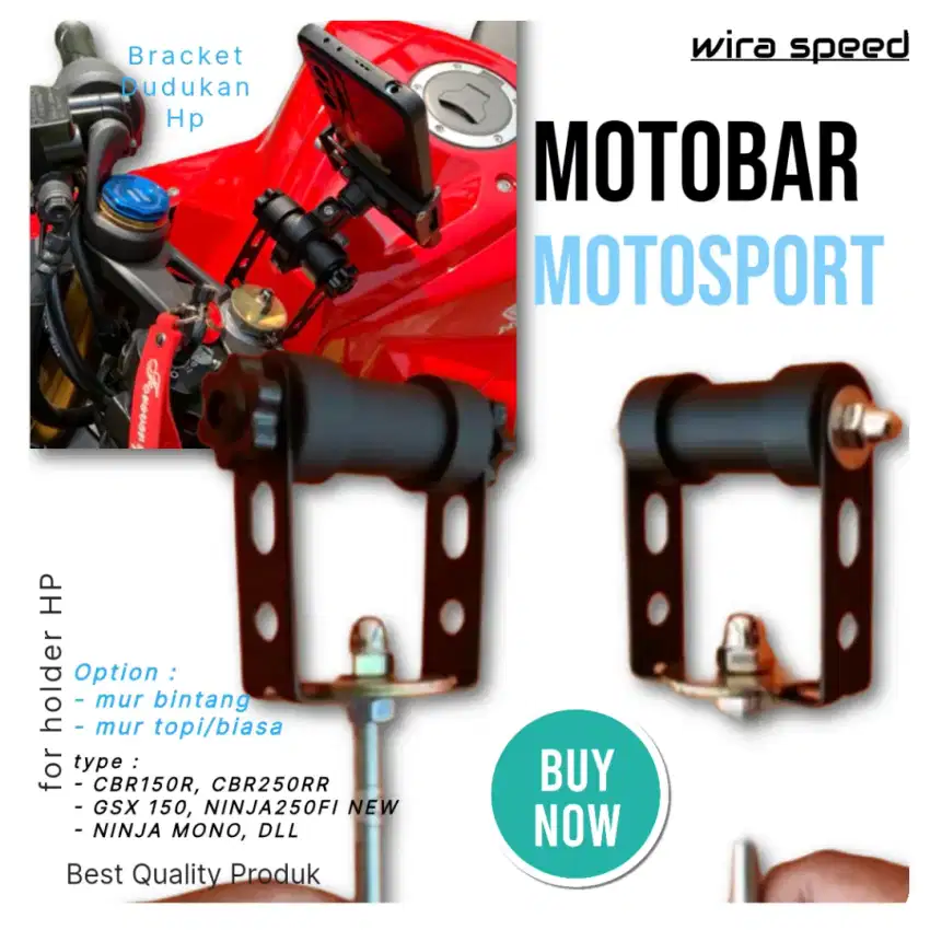 MOTOBAR BRACKET PHONE HOLDER DUDUKAN HOLDER CBR150 RR, GSX150, CBR 250