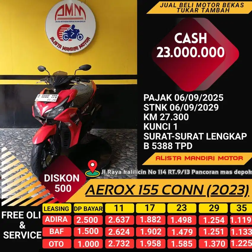 AEROX CONN 155 2023/ DP 1 JUTA / KM 27 RB RASA BARU