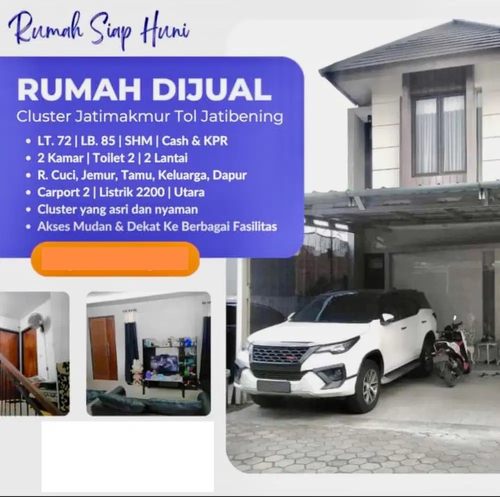 Dijual Cepat Rumah Siap Huni SHM dalam Cluster Bebas Banjir