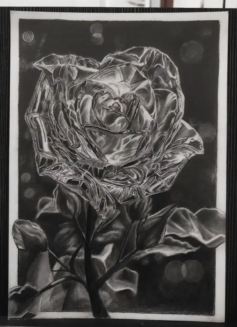 Lukisan Bunga Crystal - Lukisan Graphite Pencil