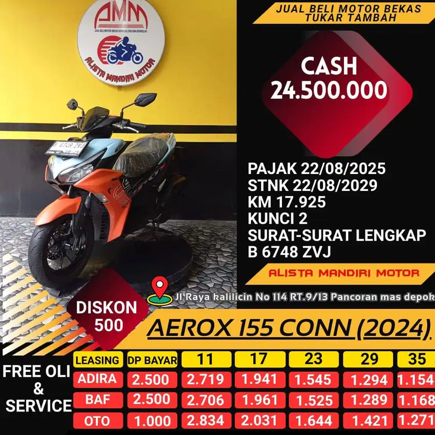 AEROX CONN 155 2024/ DP 1 JUTA/ KM17 RB RASA BARU !!