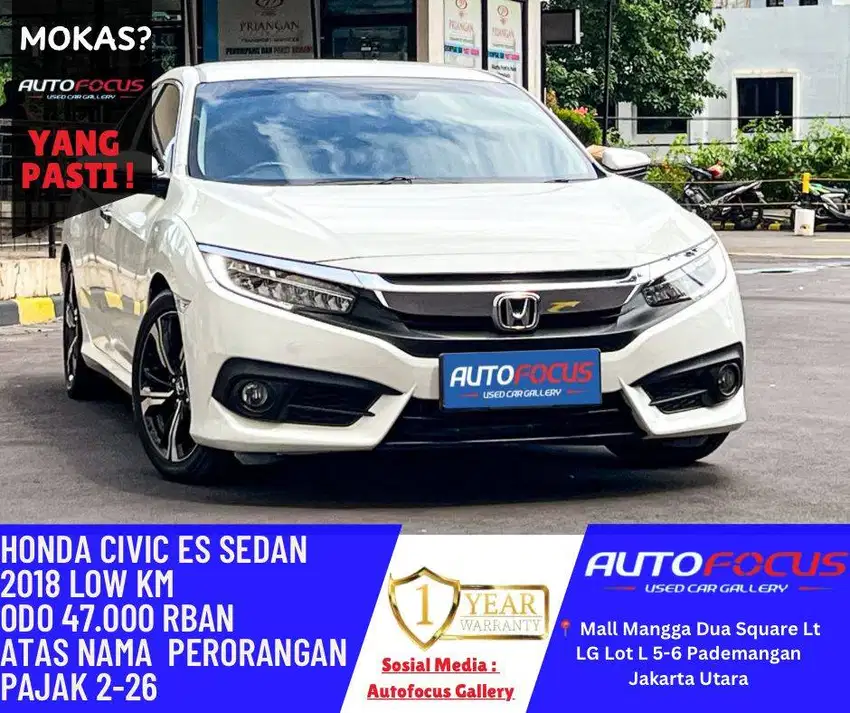 Honda Civic 1.5 Turbo AT ES Sedan 2018 Putih metalik Low km