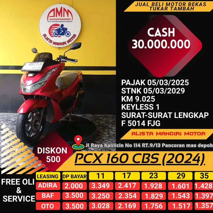 PCX 160 CBS 2024/ DP 2 JT/ KM 9 RB RASA BARU !!