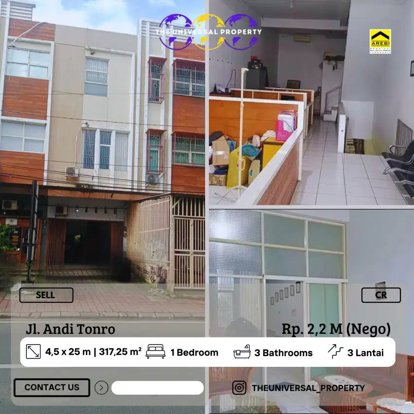 Dijual Ruko 3LT Poros Andi Tonro Ruko Green Home Siap Pakai Nego CR