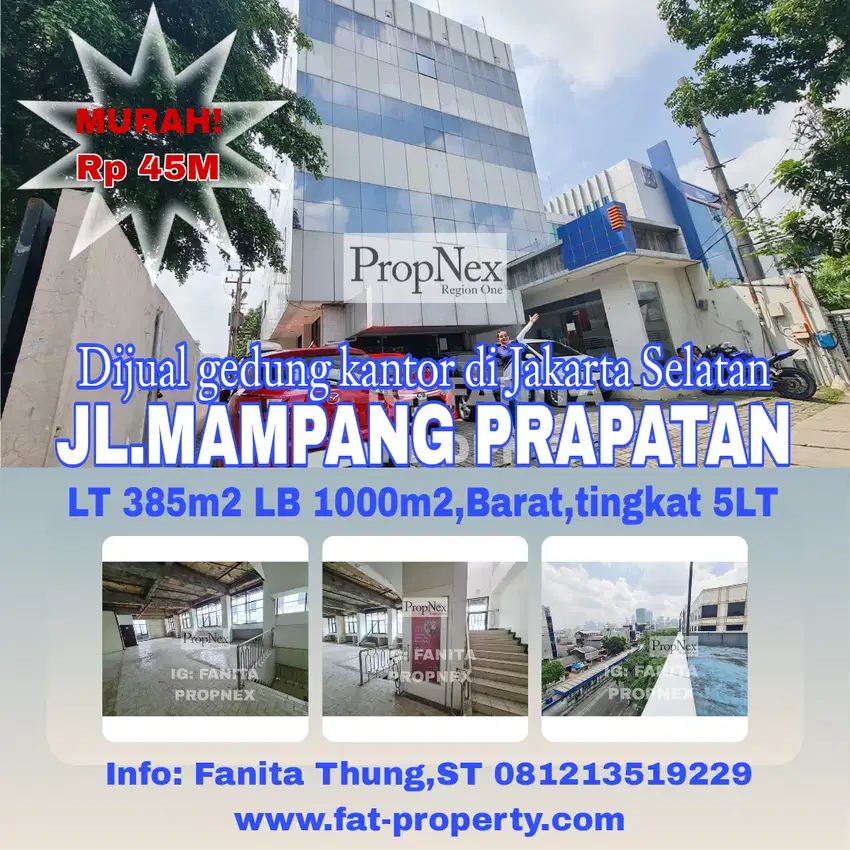 Murah Dijual/disewakan gedung di Jl Mampang Prapatan Raya,JakSel LT 38