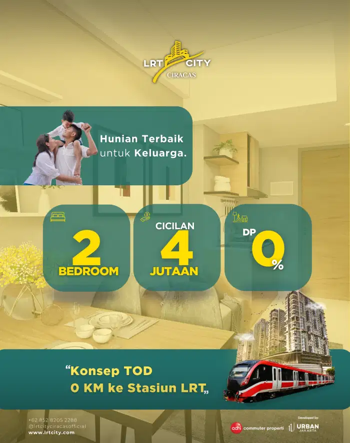 Apartemen Jakarta 2 Kamar Harga 1 Kamar, Full Furnish Free Biaya Awal