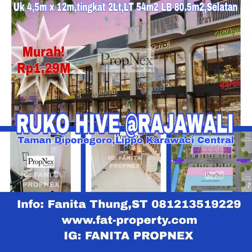 Dijual ruko hive Rajawali,Lippo Karawaci Central uk 4,5m x 12m,tingka