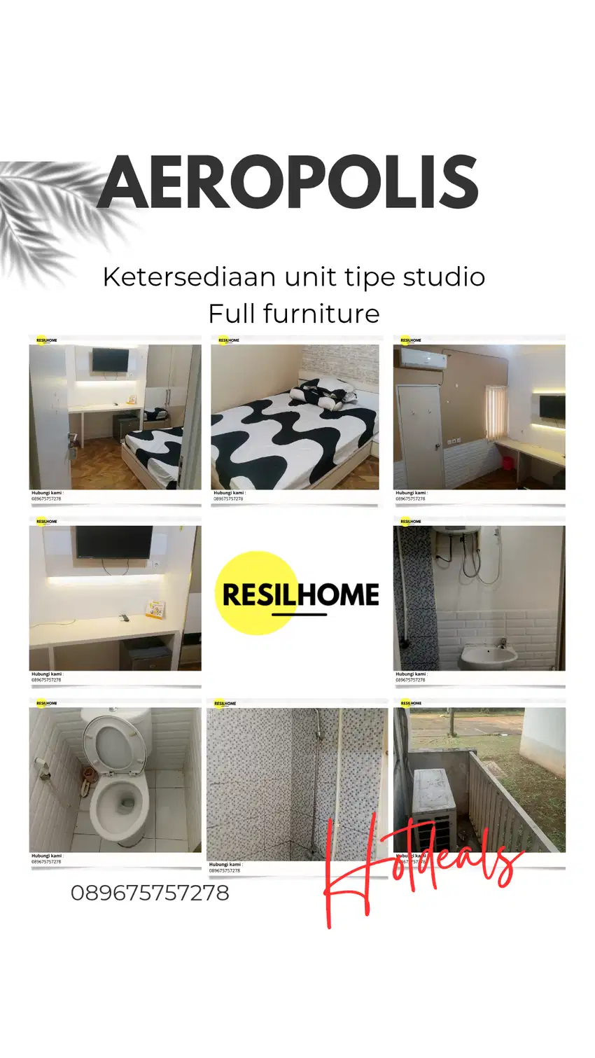 Sewa perbulan murah apartemen studio Aeropolis Tangerang Neglasari