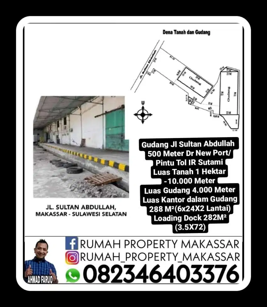 Gudang Jl Sultan Abdullah 1 Ha 500 M Dr New Port/Pintu Tol IR Sutami