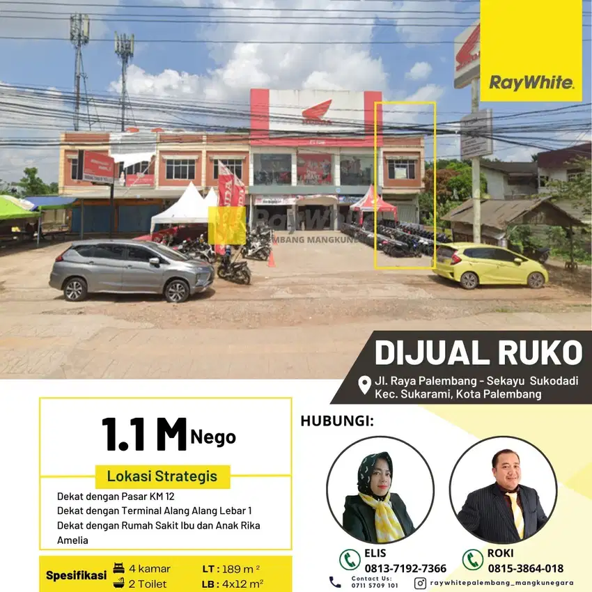 Dijual Cepat Ruko 1 Pintu di KM 12 Palembang