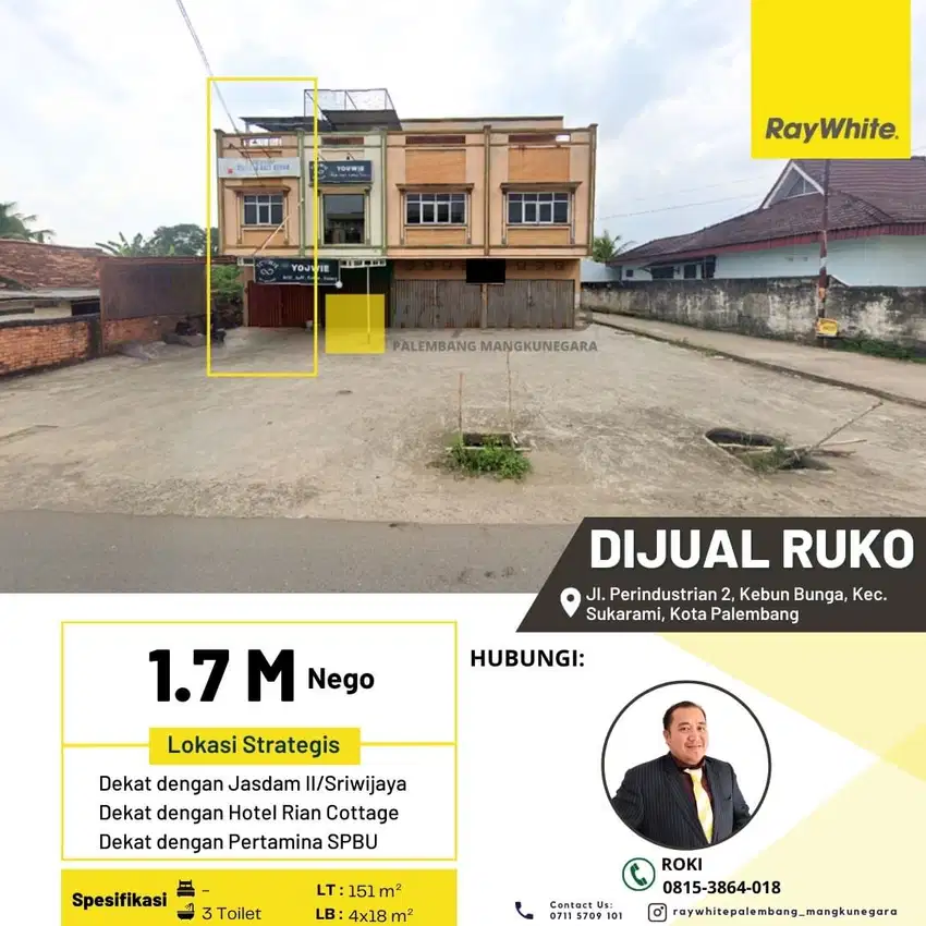 Dijual Ruko di Jl Perindustrian 2 Kota Palembang
