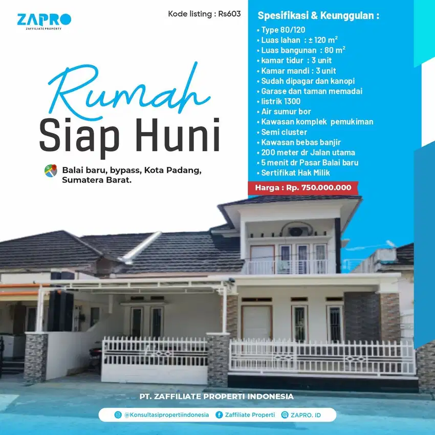 Rumah siap huni 2 lantai semi cluster di komplek permukiman