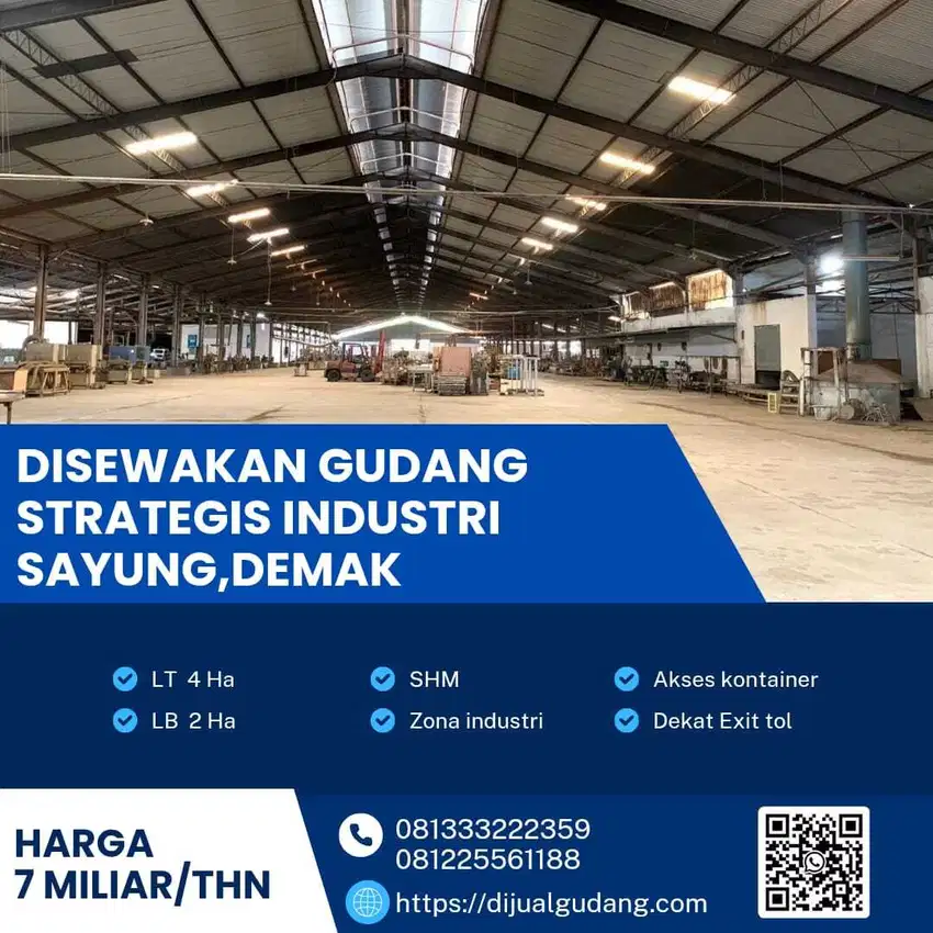 sewa gudang demak luas 40000m strategis