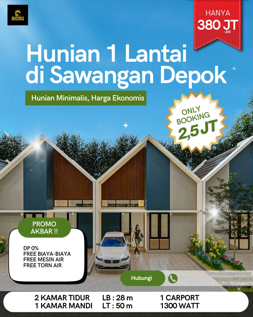 Rumah 1 Lantai hanya 380 Jutaan di Sawangan Depok