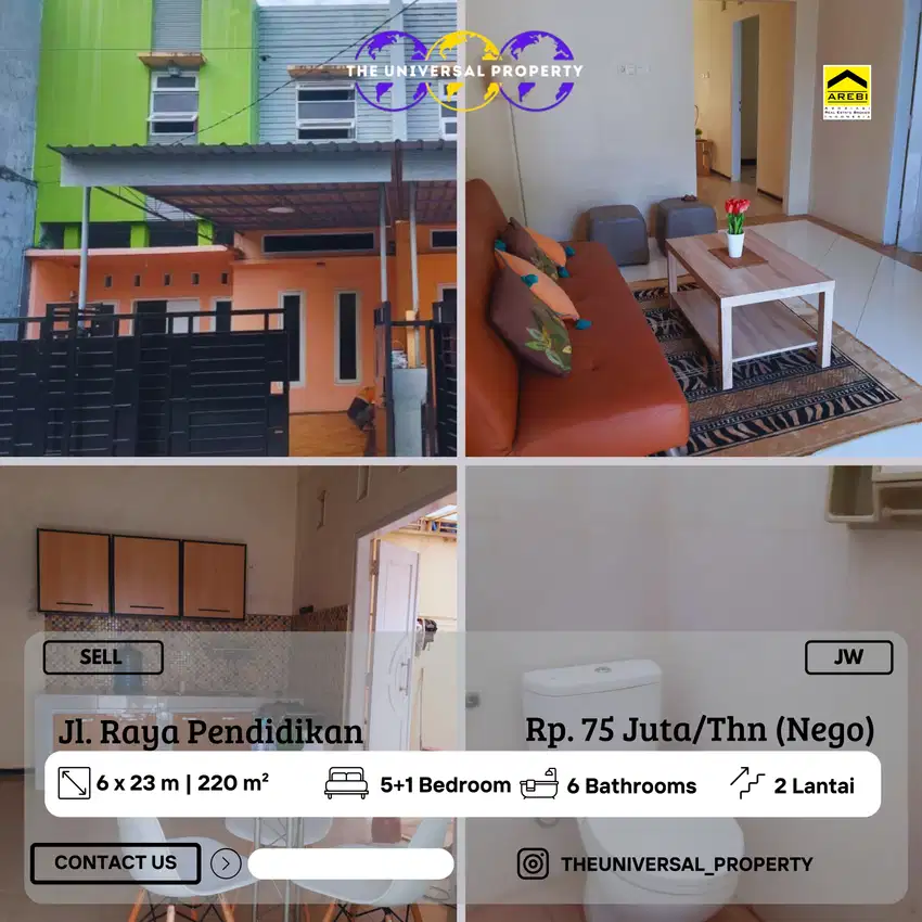 Disewakan Rumah 2LT Siap Huni Raya Pendidikan UNM Makassar Nego