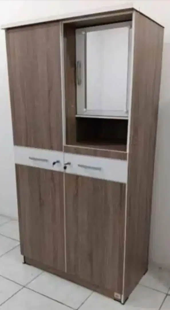 Lemari Pakaian 2 Pintu Kaca Masuk SAJ Sonoma