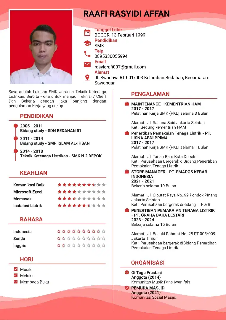 Mencari pekerjaan sebagai Teknisi/Cook helper/Steward/OB