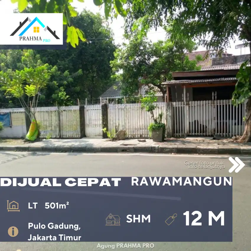 Rawamangun Jaktim Dijual Tanah Serta Bangunan Posisi Hoek Cocok Usaha