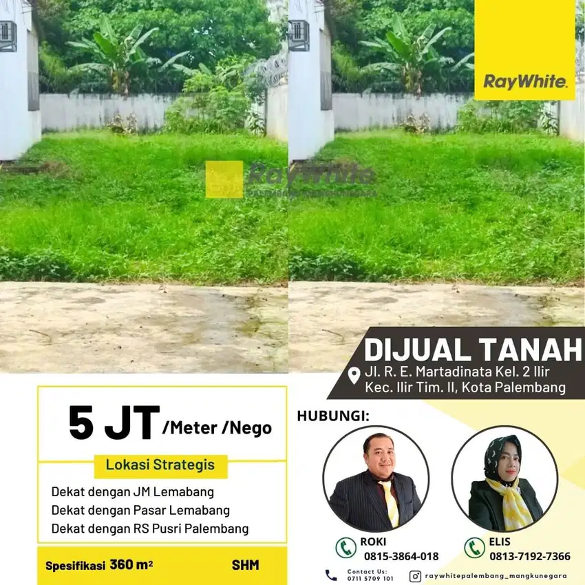 Dijual Cepat Tanah di Jl R.E Martadinata Kota Palembang