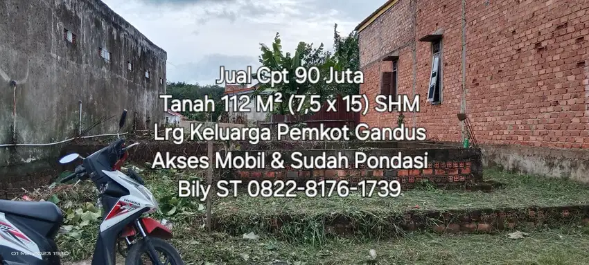Tanah ± 112 M² Pemkot lr Keluarga Gandus Murah palembang