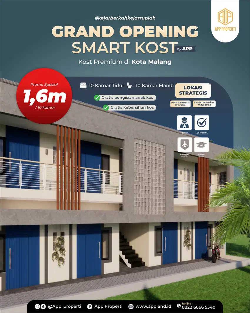 Dijual Rumah Kost Lokasi Strategis di Malang, Dekat Kampus UB,polinema