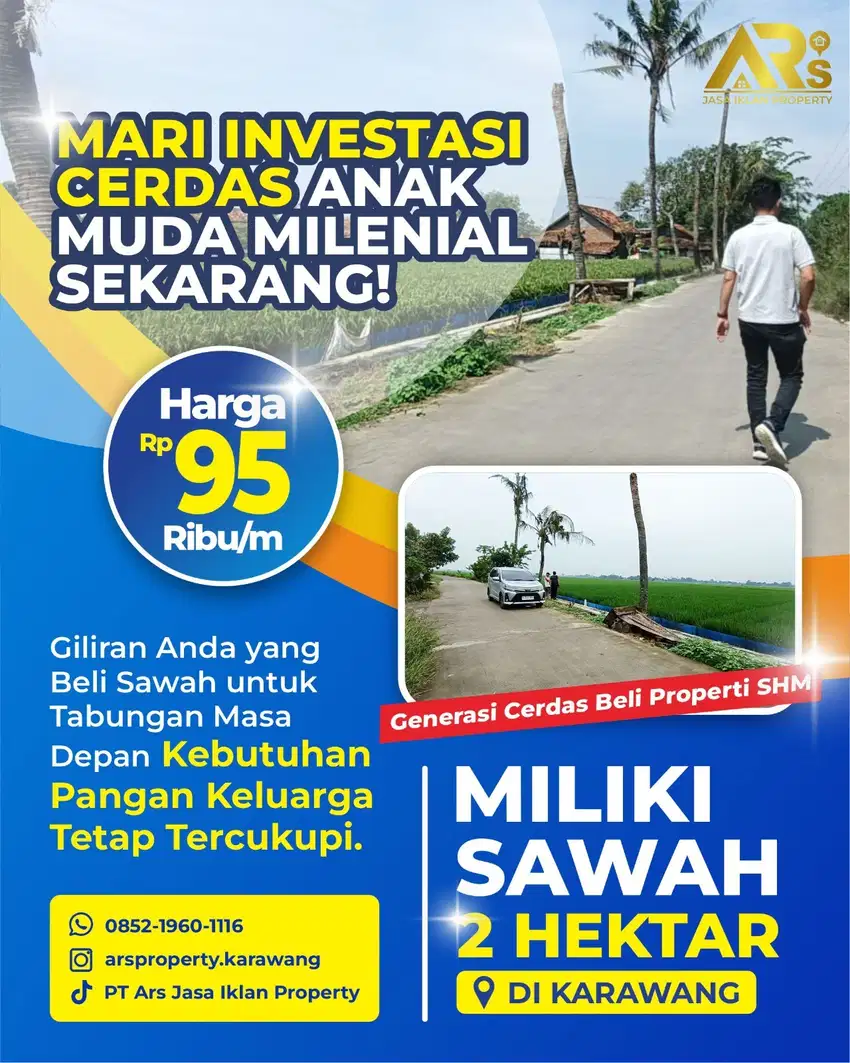 Sawah Dijual Rp 95rb/m di Karawang Timur