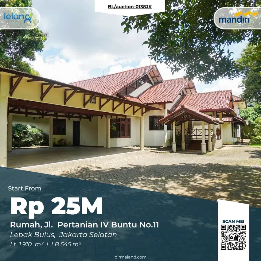 Rumah Dijual, Jl. Pertanian, Lebak Bulus, Cilandak, Jakarta Selatan
