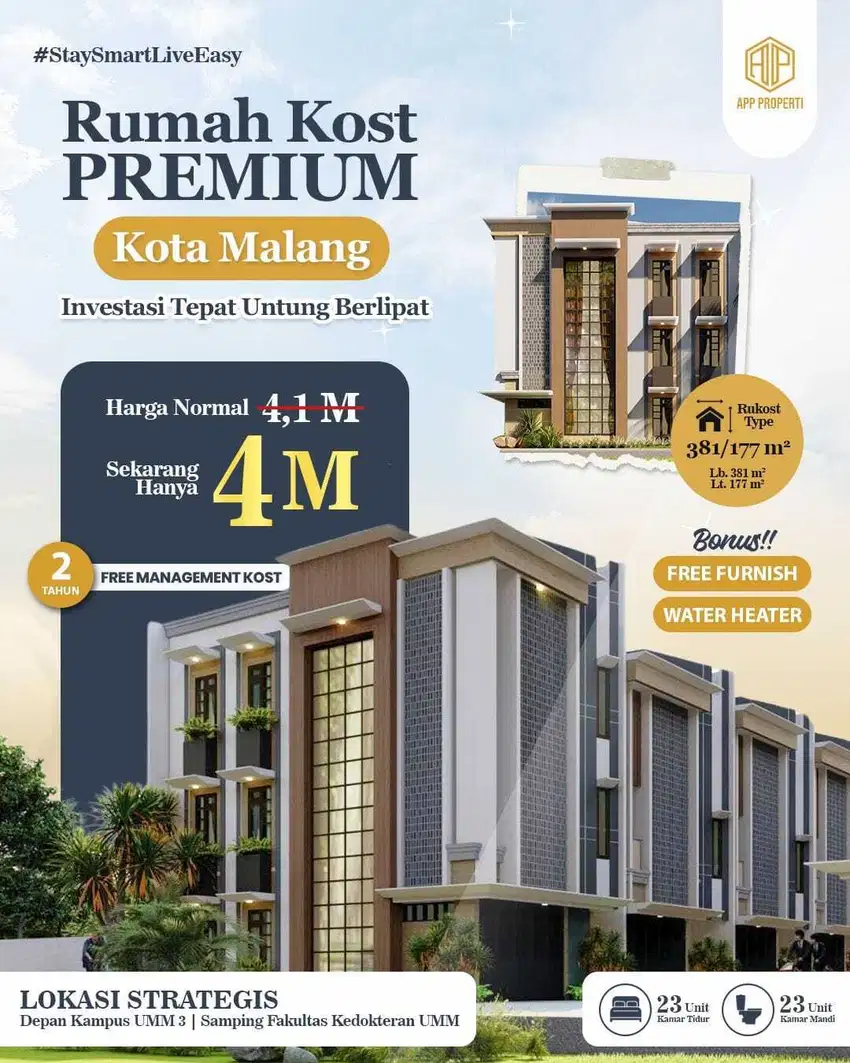 RUMAH KOS 35 KAMAR DEPAN UNIVERSITAS MUHAMMDYAH KOTA MALANG