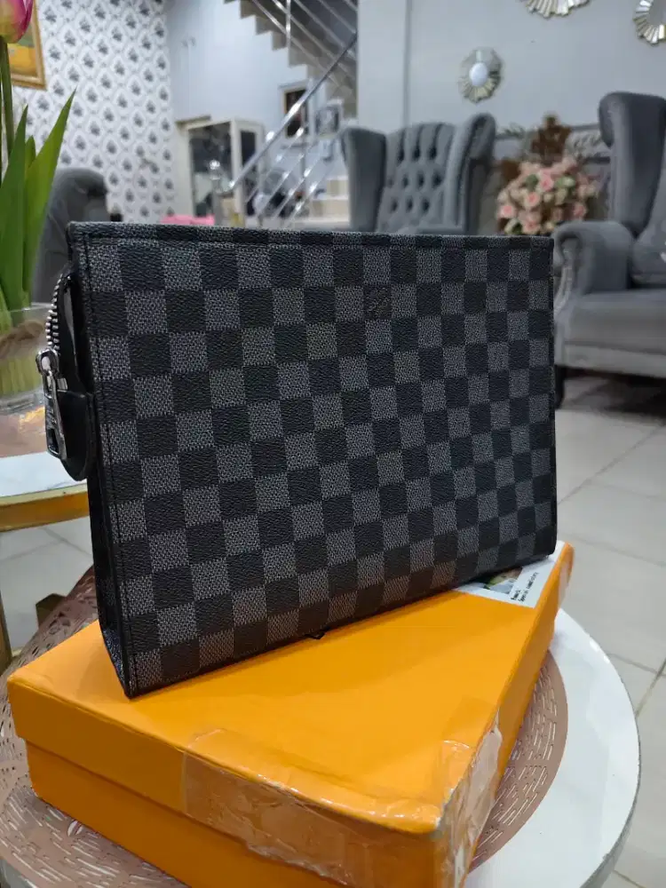 Handbag clutch berdiri kulit PU import motif Elvong