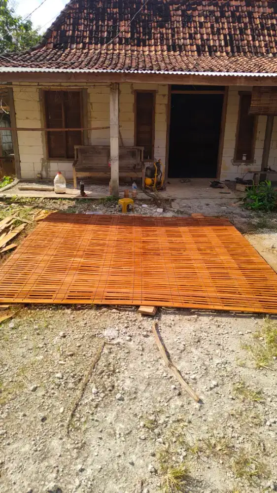 Tirai kayu jati outdoor gulung