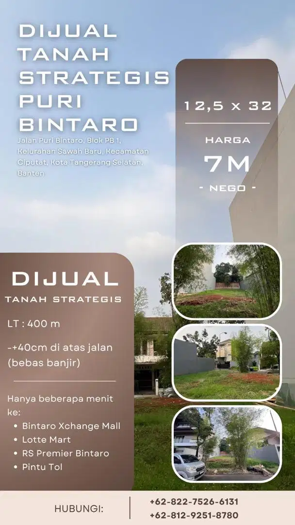 Dijual Tanah Puri Bintaro