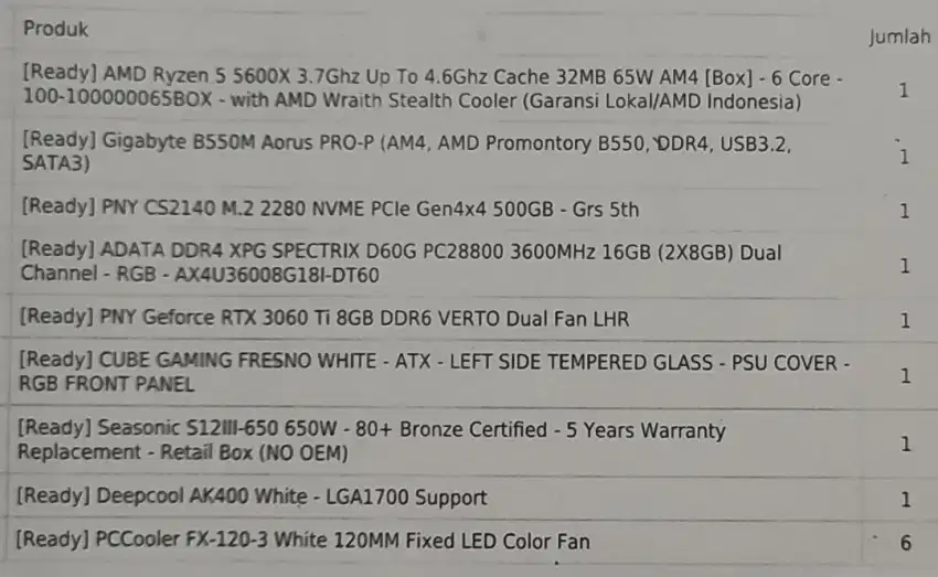 Jual PC rakitan