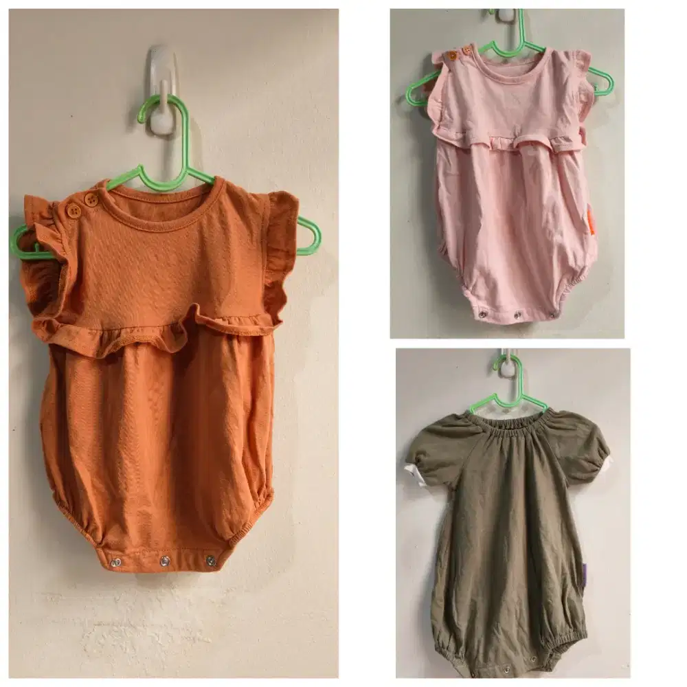 3 pcs Jumper baby girl usia 3-9 bulan (preloved)