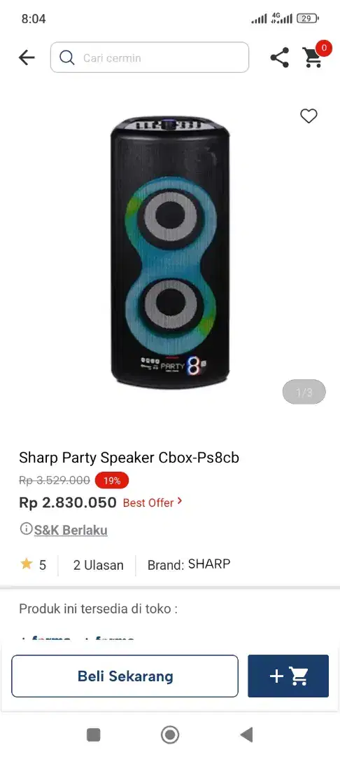 Sharp party speaker cbox ps8cb