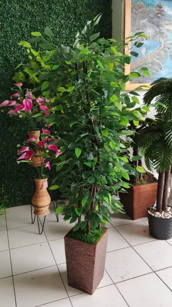 Pohon artificial picus hijau rimbun tinggi 150cm up