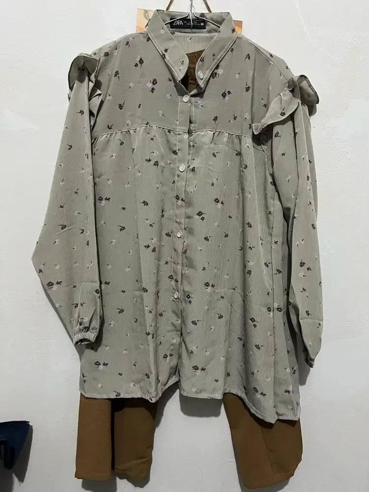 Baju Atasan satu set/kemeja kerah syanghai