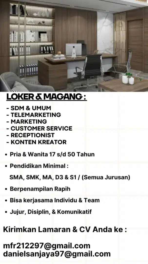 Dibutuhkan segera karyawan tetap
