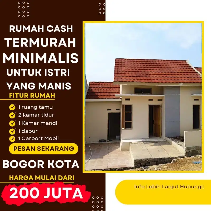 Rumah Cash Minimalis Untuk Istri Yang Manis Dekat Stasiun