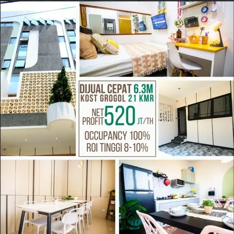 Dijual Rumah Kost 21 Kamar Full Terisi Roi 10% per Thn di Grogol