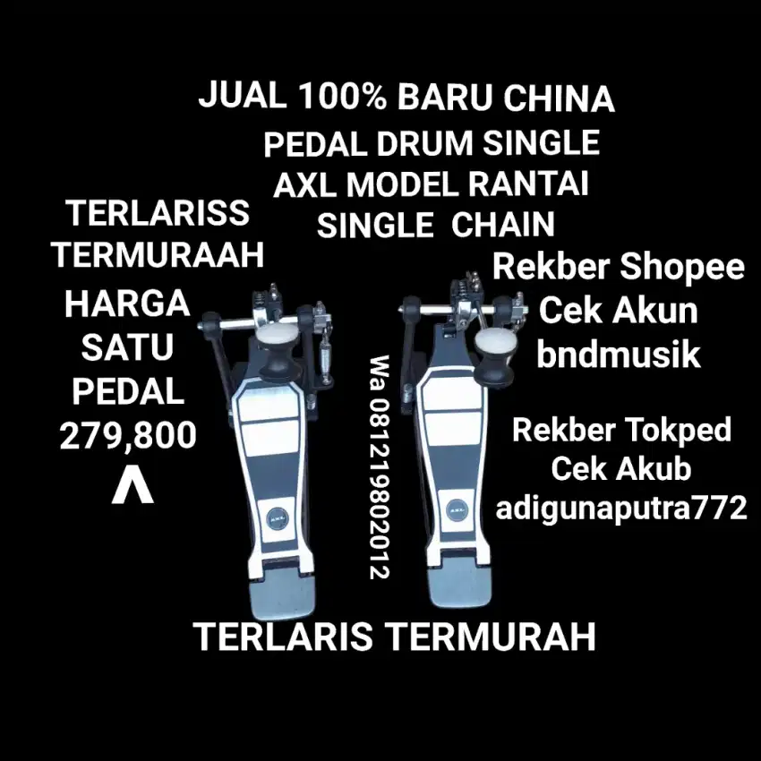 100%br TERLARIS PEDAL DRUM SINGLE AXL TERMURAH