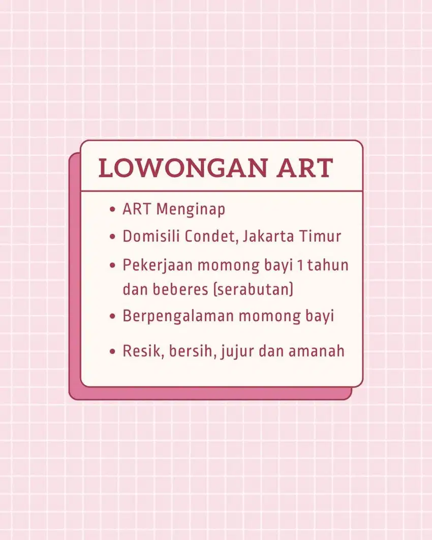 LOWONGAN KERJA ART