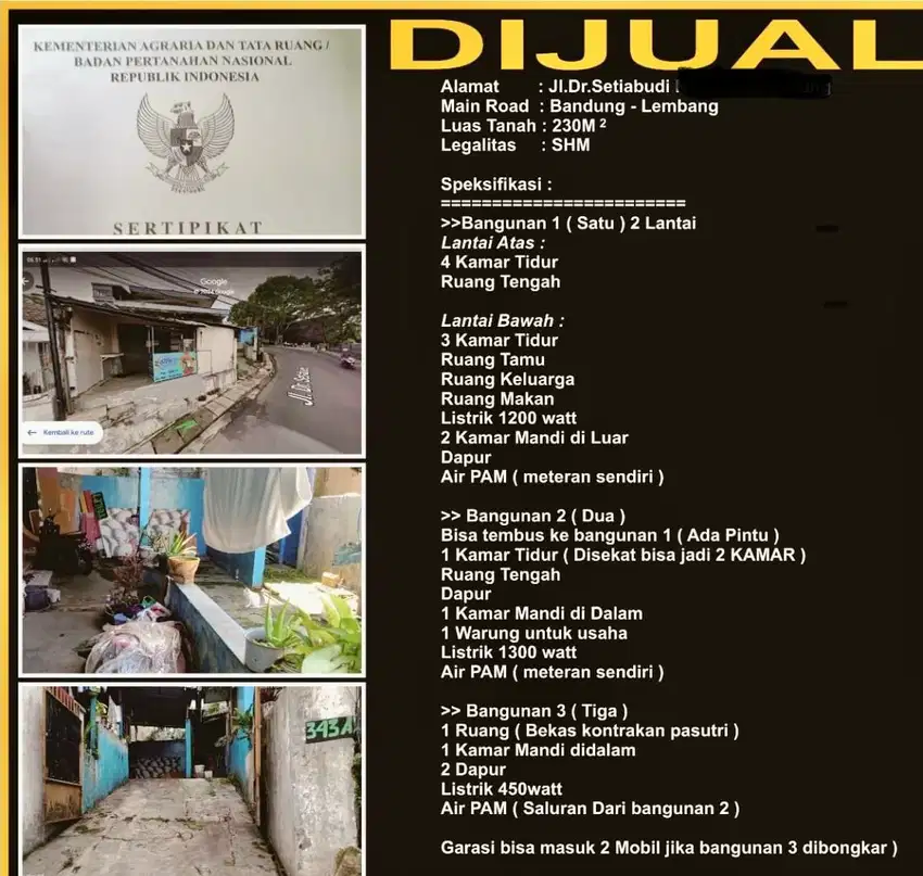 DI JUAL RUMAH HITUNG TANAH DI SETIABUDI